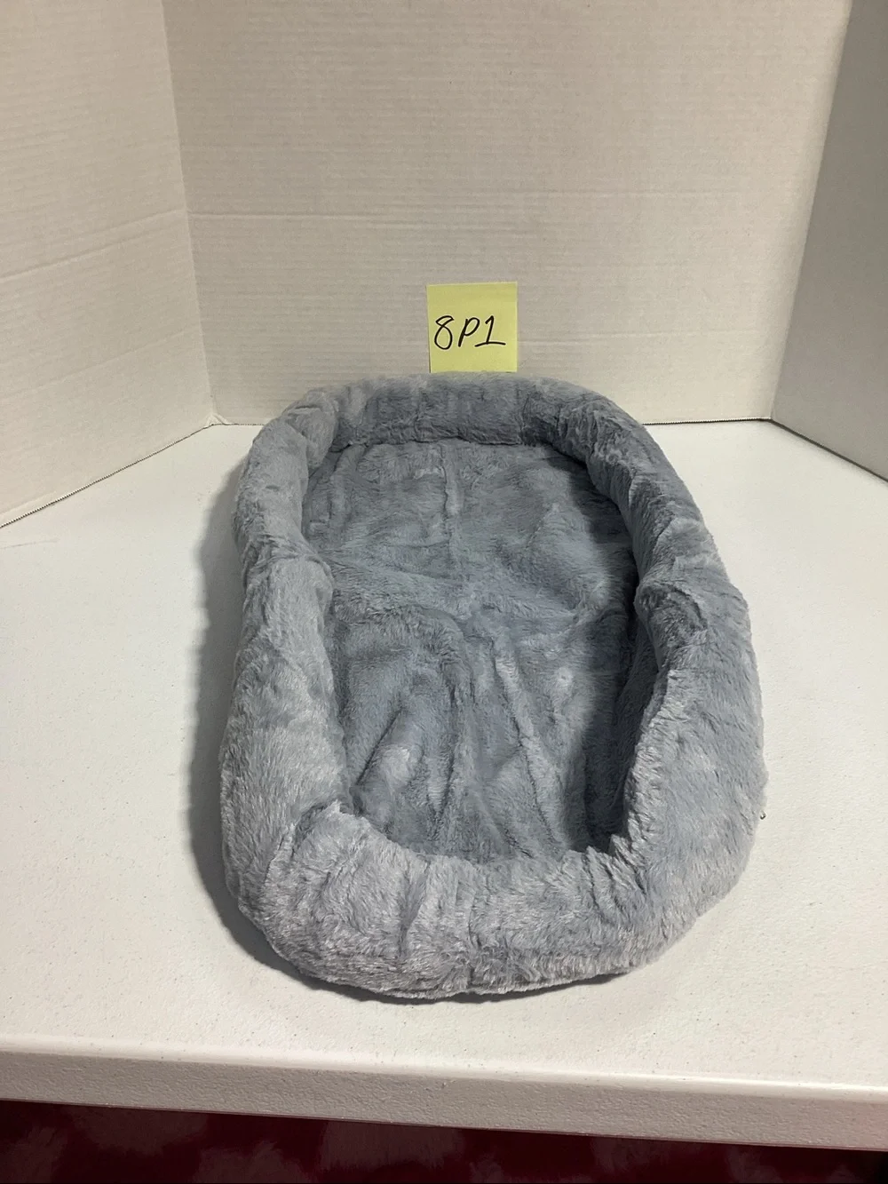 Plush Gray Pet Bed - Soft Bolster Lounger